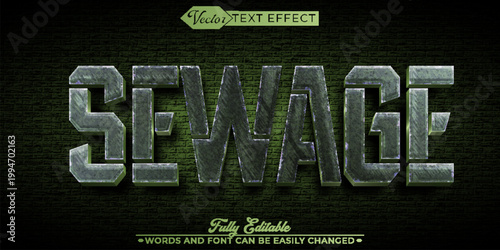  Industrial Sewage Wastewater Grunge Typography Vector Fully Editable Smart Object Text Effect