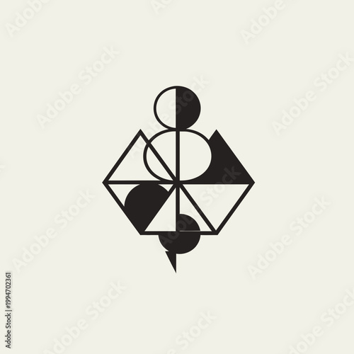 Geometric shapes in black and white.