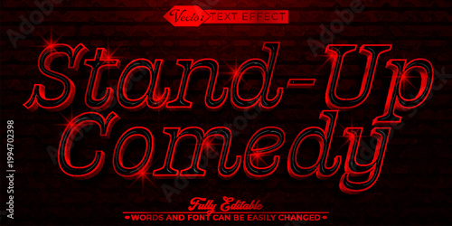  Funny Stand Up Comedy Show Typography Vector Fully Editable Smart Object Text Effect
