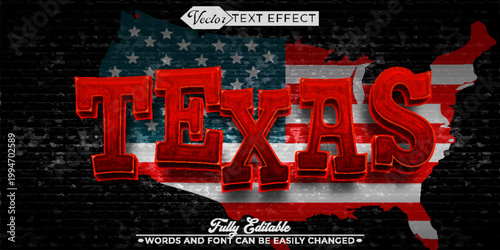  Bold Texas Western Lone Star Typography Vector Fully Editable Smart Object Text Effect