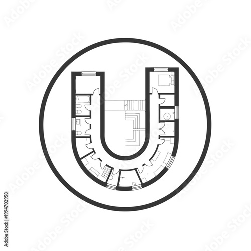 Letter U Shape Floor Plan Design.