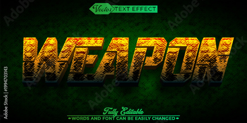  Powerful Weapon Arsenal Combat Typography Vector Fully Editable Smart Object Text Effect