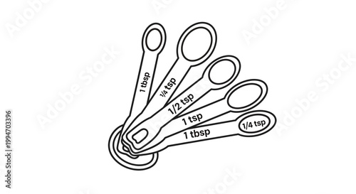 Set of measuring spoons for cooking.