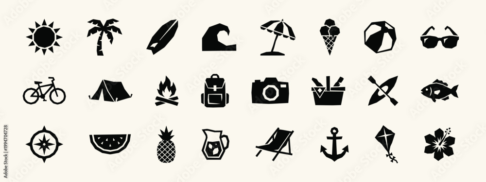 Fototapeta premium Summer and Outdoor Travel Icon Set