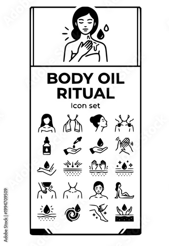 Woman Applying Body Oil Bare Shoulders Warm Oil Hands Pressing Skin Golden Light Neutral Linen Background Self-Care Ritual Body Care Luxury Vector Illustration