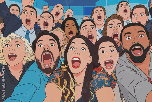 Excited Diverse Group of People Reacting