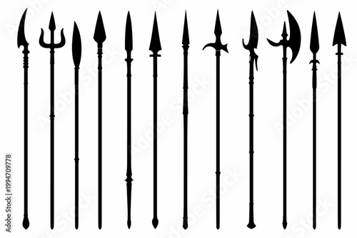 Polearm Weapon Silhouette Vector Illustration