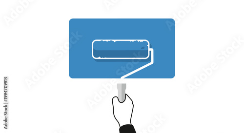 Hand holding a paint roller.