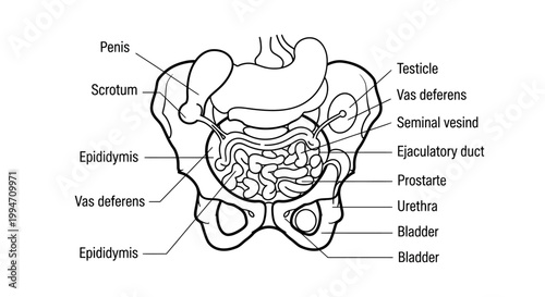 Male reproductive system anatomy diagram.