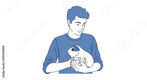 Man holding a guinea pig pet illustration