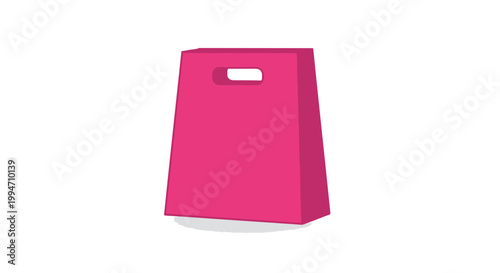 Pink paper shopping bag with handle.