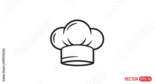 Simple line art chef hat icon.