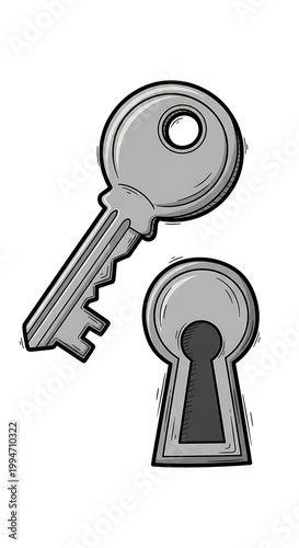 Key and Keyhole - Symbol of Access and Security.