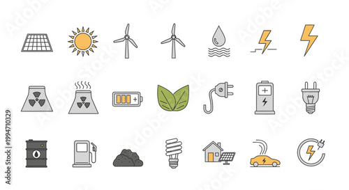 Alternative Energy Icons and Symbols.