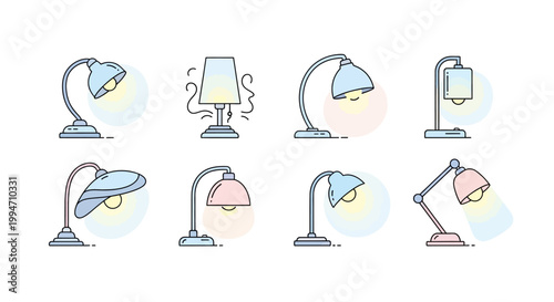 Collection of desk lamps variety.