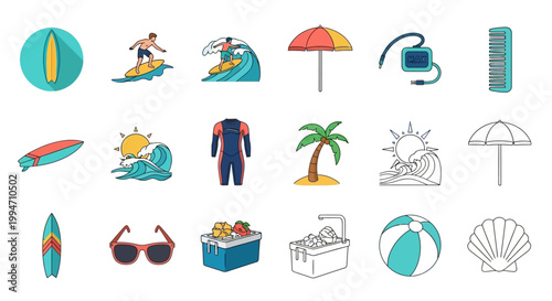 Summer Vacation Icon Set Graphics.