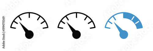 Speedometer icons,  performance gauge and speed indicator vector design for fast speed, measurement, and dashboard interface