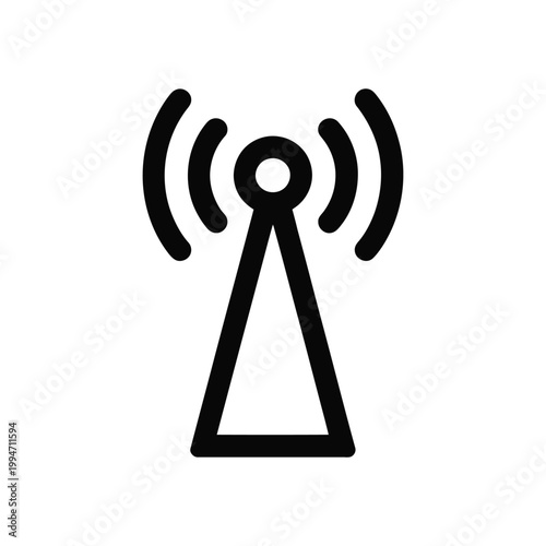 Black and white illustration of a wifi tower icon broadcasting signal
