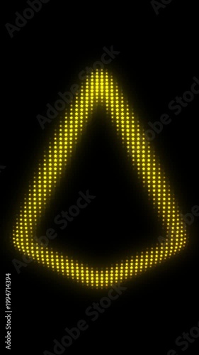 Golden Triangle Pyramid Frame With Breathing Animation, Glowing Star Particles on Dark Background, Pulsing Geometric Shape Border, 4K Seamless Loop, Vertical Video