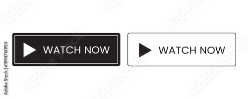 Watch Now Button Set with Play Icon in Solid and Outline Styles for Video Streaming UI Call to Action Design