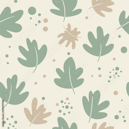Monstera Leaf Seamless Pattern Tropical Green Background