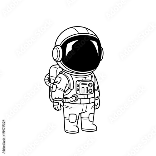 Astronaut in Space Suit Standing Alone.