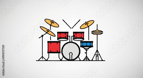 Drum Kit Musical Instrument Percussion Set.