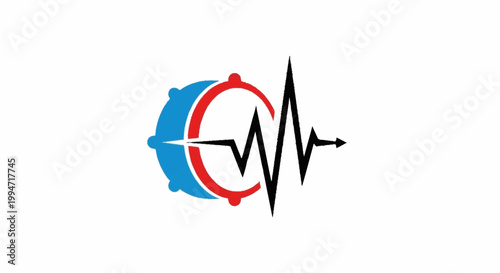 Heartbeat Pulse Waveform and Compass Icon.