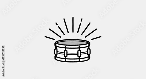 Foto Simple Line Art Illustration of a Snare Drum.