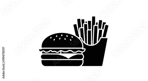Black and white fast food icons.