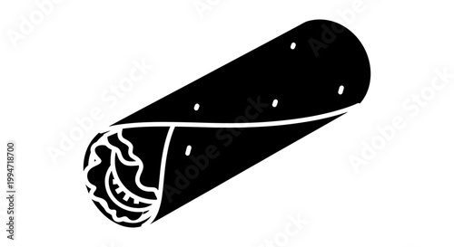 Black and white rolled up burrito.