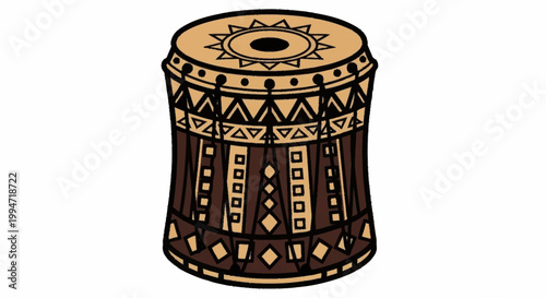 Traditional African Djembe Drum with Intricate Patterns.