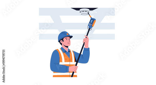 A worker in safety gear follows procedures in a warehouse.