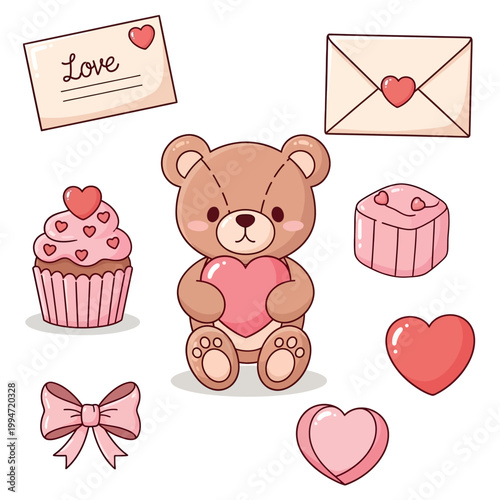 Cute Valentine Mail Envelope Love Elements Bundle
