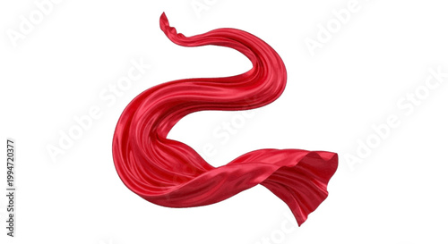 Vector illustration of flowing red silk fabric ribbon on a transparent background