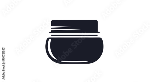 Black jar with screw on lid.
