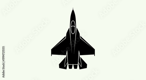 Black silhouette of a fighter jet.