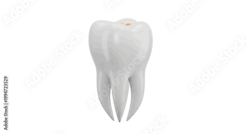 Vector illustration of realistic illustration of a human molar tooth with a small cavity on a transparent background