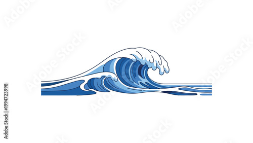 A large blue ocean wave crashes powerfully.