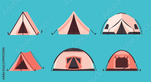 Collection of various camping tents.
