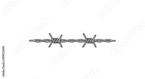 Barbed wire fence metal detail.