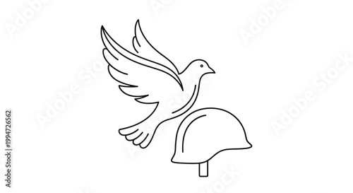 Dove flying over a bell.