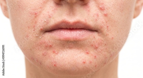 Close-up of perioral dermatitis skin rash around mouth area