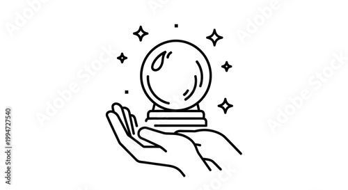 Crystal Ball in Palm Hand.