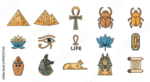 Egyptian ancient symbols and icons.