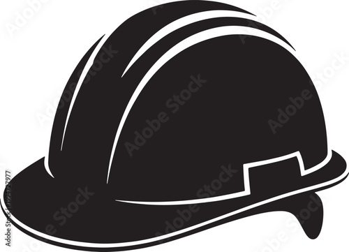 Black and white silhouette of a construction hard hat safety protection