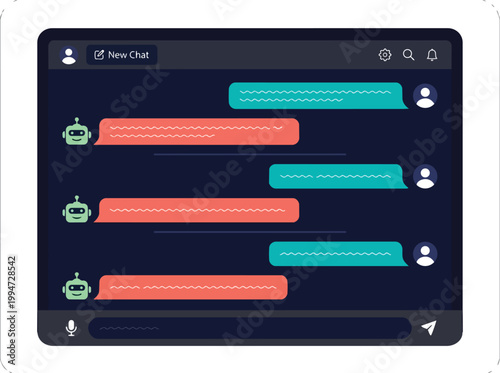 Sleek Digital AI Chat Interface Displaying Interactive Conversational Flow Between User and Automated Bot for Modern Communication