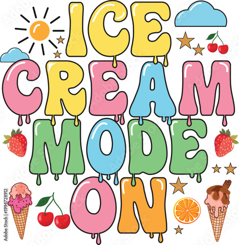 Colorful Summer Sweet Treats Graphic Design for T Shirts