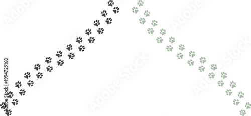 Animal footprints icon set forming creative shapes including heart and patterns on white background. Variety of paw and bird tracks ideal for wildlife themes, nature design.
