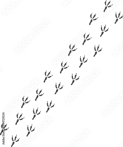 Animal footprints icon set forming creative shapes including heart and patterns on white background. Variety of paw and bird tracks ideal for wildlife themes, nature design.